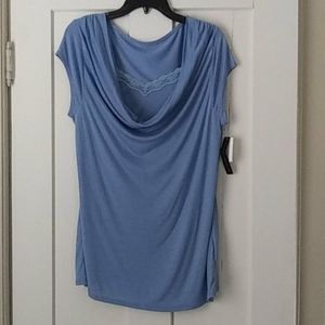 Preswick & Moore Blue Cowl Neck Sleeveless Blouse
